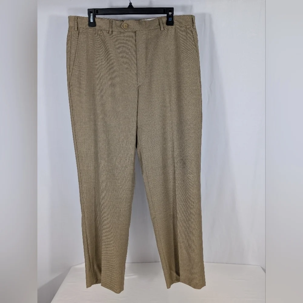 NWT! Santorelli Luxury Sedge Romeo Trousers 100% Virgin Wool in Tan Suze 36